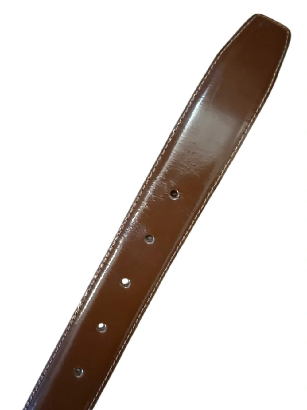 Cole Haan Smooth Brown Leather Belt Silver Buckle Classic Dress Casual Preppy 36